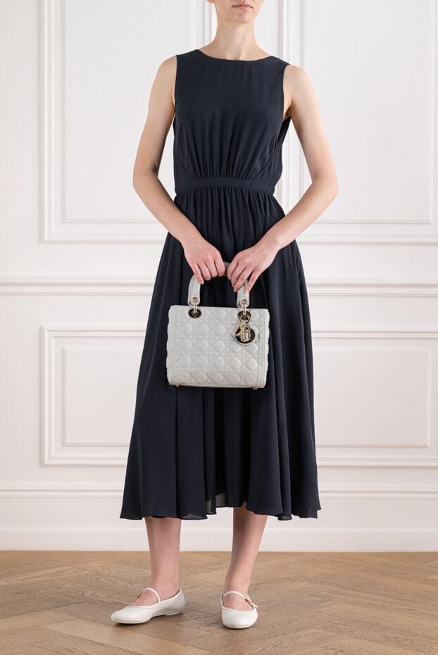 Loro Piana maya navy silk midi dress with draped waist 196360 - photo 2