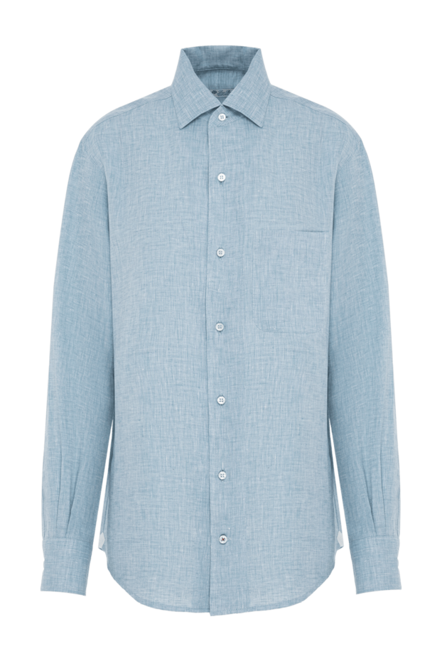 Loro Piana andre blue linen shirt with a classic fit and pocket 196361 - photo 1