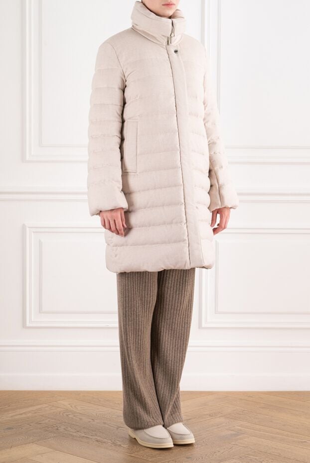 Moorer cashmere down midi coat with a high puffer collar 196363 - photo 3