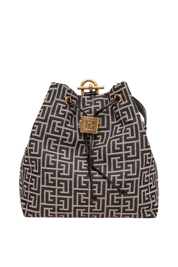 Balmain black pulse monogrammed jacquard bucket backpack 196379 - photo 1