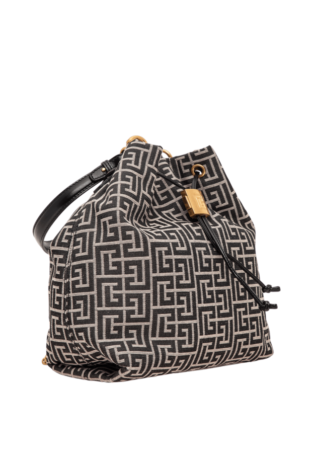 Balmain black pulse monogrammed jacquard bucket backpack 196379 - photo 3
