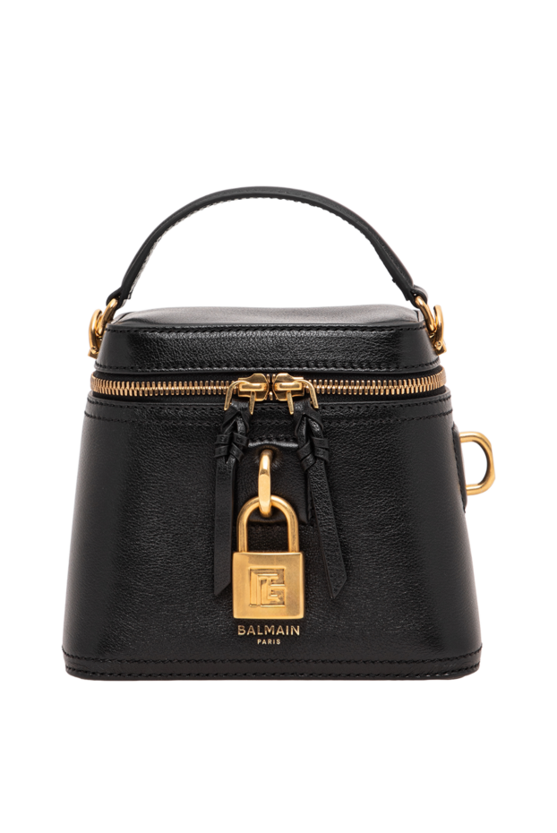 Balmain pulse vanity black leather trunk bag with gold padlock 196382 - photo 1