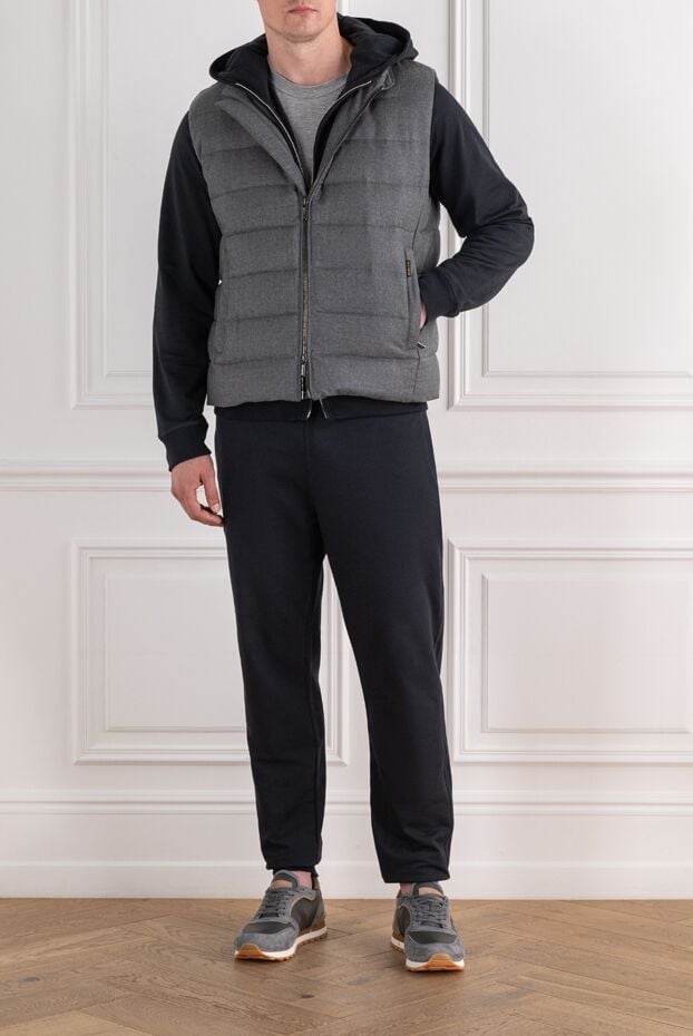 Moorer quilted down vest in light grey melange wool with added soft cashmere 196396 - photo 2