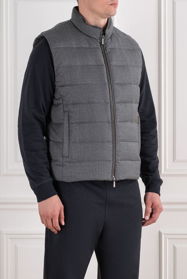 Moorer quilted down vest in light grey melange wool with added soft cashmere 196396 - photo 3
