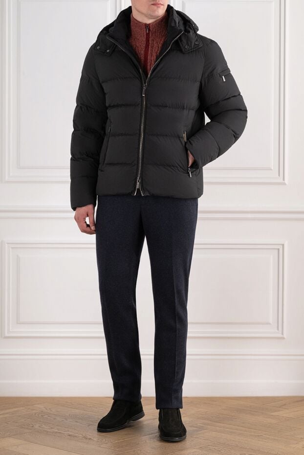 Moorer black down jacket with a removable anatomical hood with adjustable drawstrings 196402 - photo 2