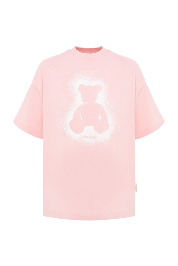Palm Angels pink cotton oversized t-shirt with bear spray print 196408 - photo 1