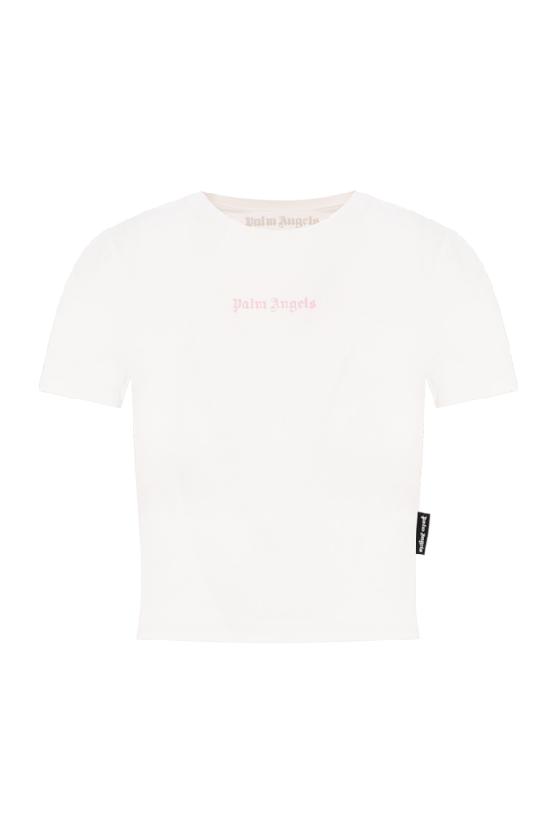 Palm Angels white cotton top with pink gothic logo 196416 - photo 1