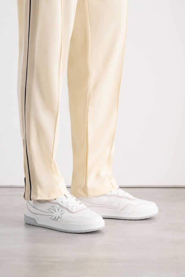 Palm Angels these crisp white leather palm tree sneakers feature a textured suede palm tree applique. 196435 - photo 2