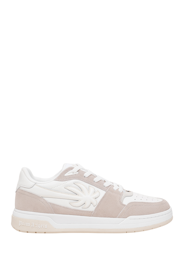 Palm Angels leather sneakers in beige and gray tones with a voluminous suede palm tree applique 196436 - photo 1