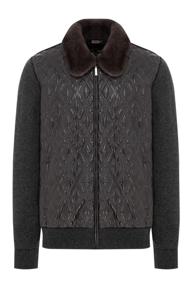 Zilli quilted bomber jacket with a fur collar made of silk and cashmere 196447 - photo 1