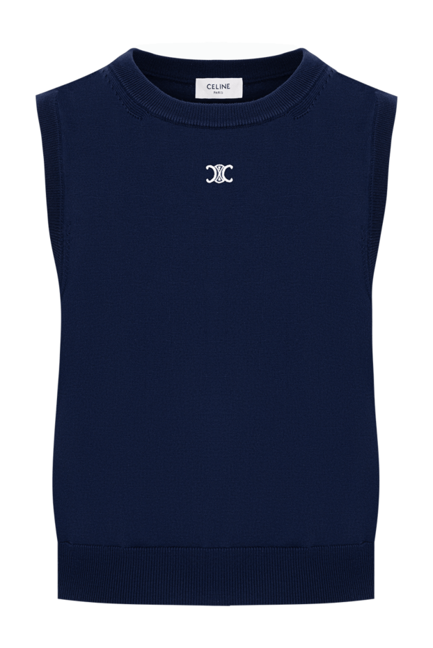Celine women's blue sleeveless knit top with signature monogram 196450 - photo 1