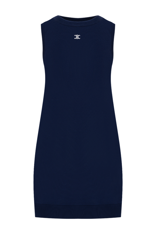 Celine blue knit a-line mini dress with a metallic brand monogram 196453 - photo 1