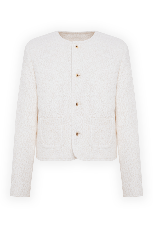Celine women's cropped textured tweed jacket with gold buttons 196455 - photo 1