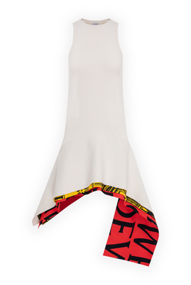 Loewe white knit midi dress with an asymmetrical hem and a bright contrast lining 196456 - photo 1