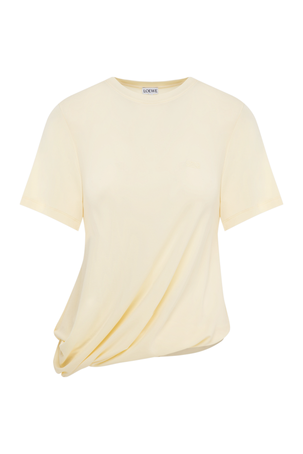 Loewe women's knitted t-shirt in a soft yellow shade with an asymmetrical drape 196457 - photo 1