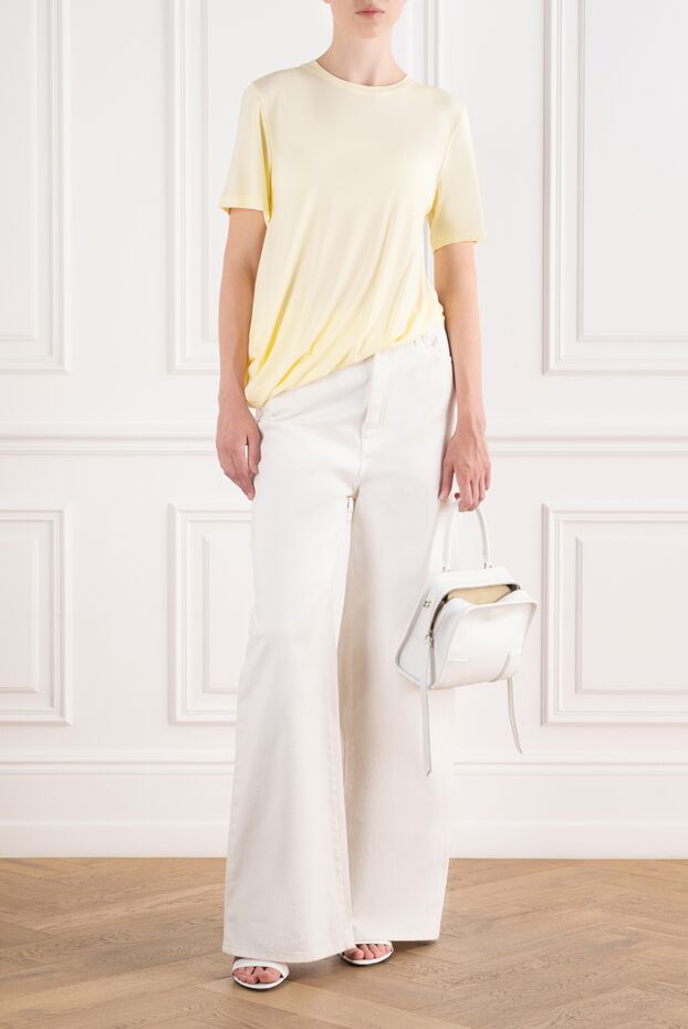 Loewe women's knitted t-shirt in a soft yellow shade with an asymmetrical drape 196457 - photo 2