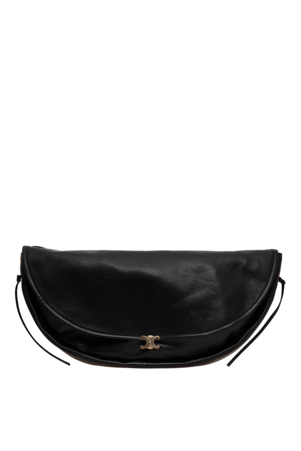 Celine triomphe halfmoon bag in shiny black lambskin 196465 - photo 1