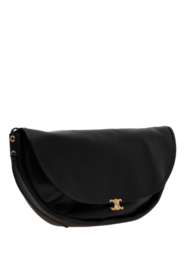 Celine triomphe halfmoon bag in shiny black lambskin 196465 - photo 3