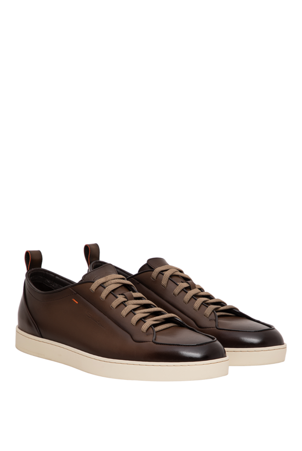 Santoni gradient-dyed leather sneakers with a contrasting orange sole 196470 - photo 3