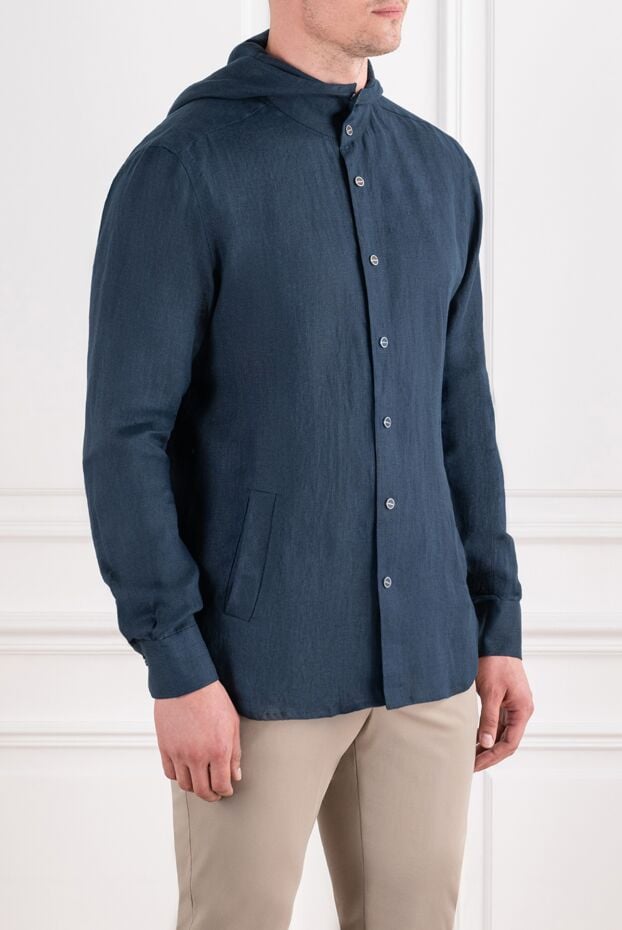 Kiton night sky linen hoodie with metal snaps 196481 - photo 2