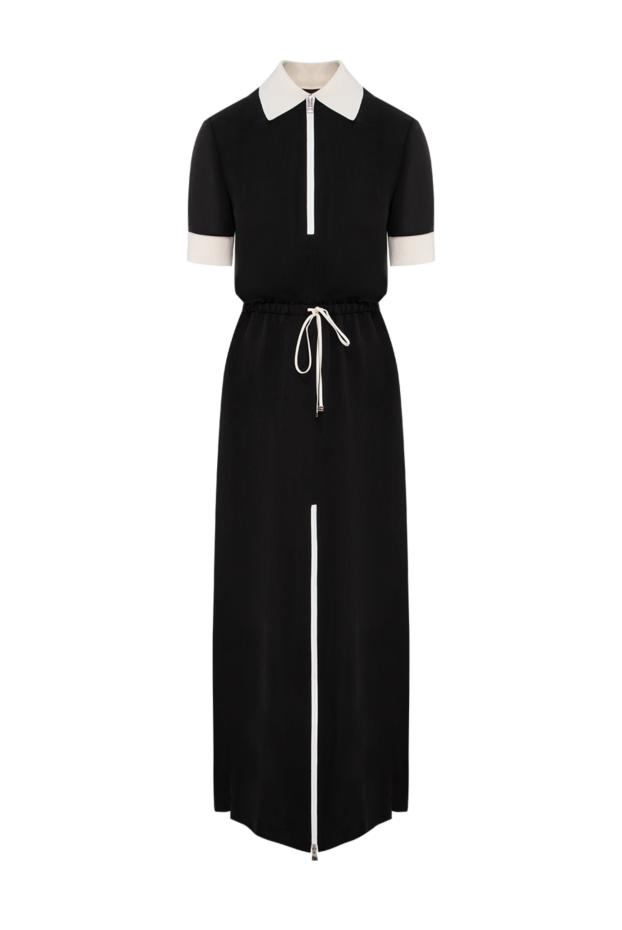 Kiton black silk maxi dress with contrast details and polo neck 196483 - photo 1