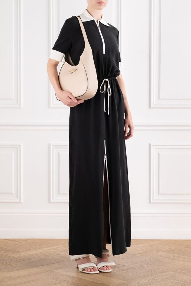 Kiton black silk maxi dress with contrast details and polo neck 196483 - photo 2