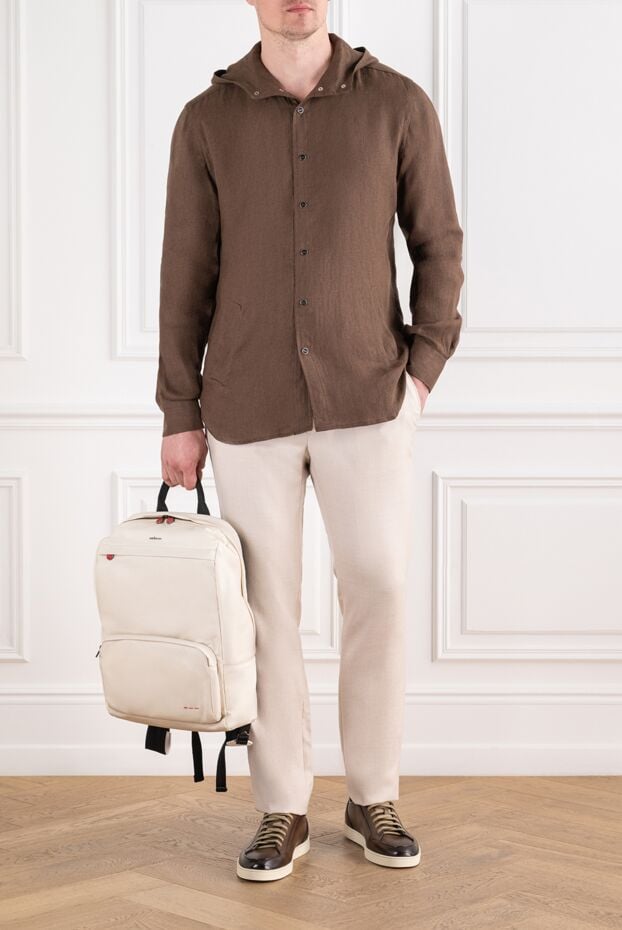 Summer sand-colored trousers made of wool and silk with an adjustable sports waistband - photo 2