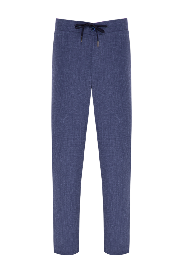 Elegant light blue trousers with creases made from an exclusive wool and silk blend - photo 1