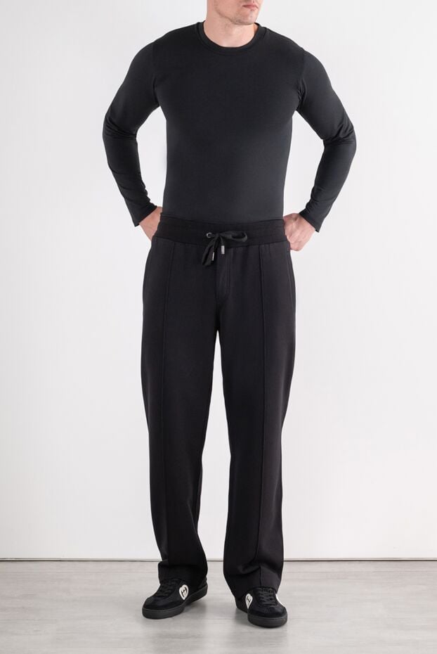 Dolce & Gabbana men's black straight-leg sweatpants made of thick italian jersey 196637 - photo 2