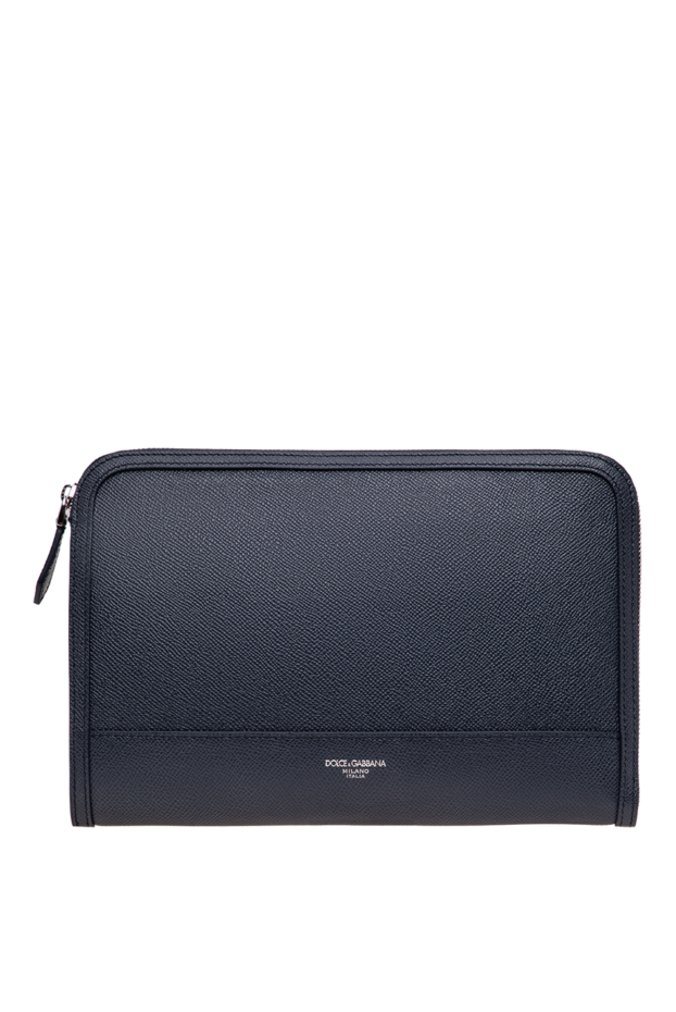 Dolce & Gabbana men's blue leather clutch with zipper 196642 - photo 1