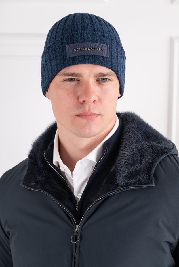 Dolce & Gabbana dark blue cotton knit hat with wide rib 196644 - photo 2