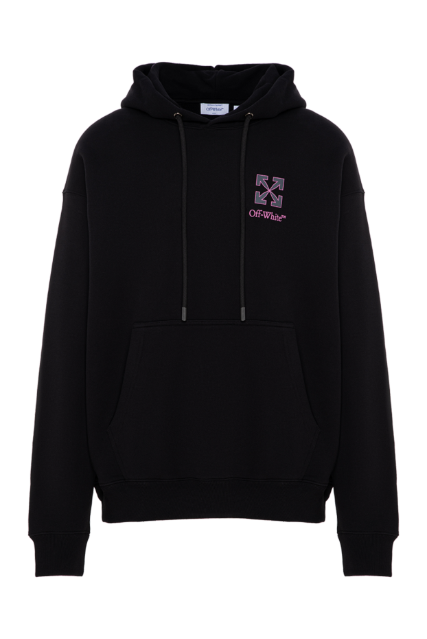 Black cotton hoodie with a light embroidered logo on the chest - photo 1