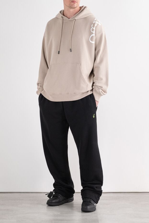 Off-White чоловічі чорні штани прямого фасону на лаштунці з гладкої селективної бавовни 196648 - фото 2