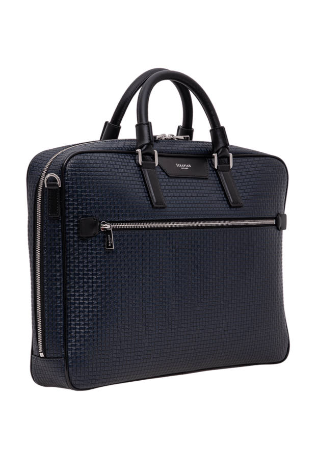 Serapian slim blue evoluzione leather briefcase 196659 - photo 3