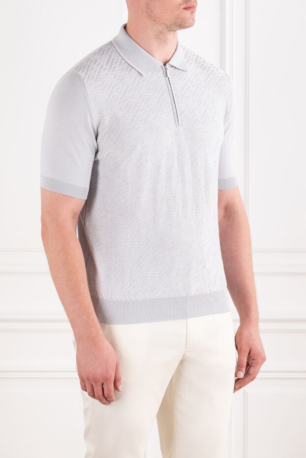 Zilli light grey knitted polo shirt with a zipper 196671 - photo 3