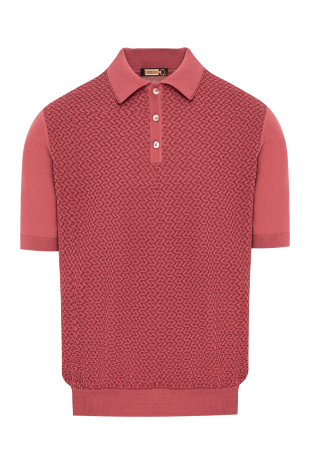 Zilli textured pink button-down polo shirt with mixed knit 196674 - photo 1