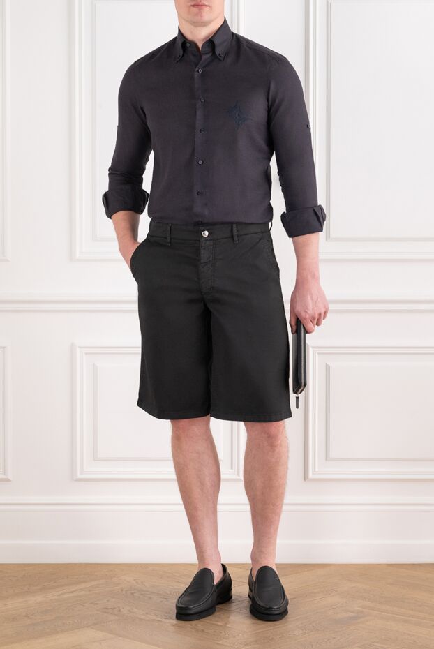 Zilli men's black cotton straight-cut bermuda shorts 196676 - photo 2