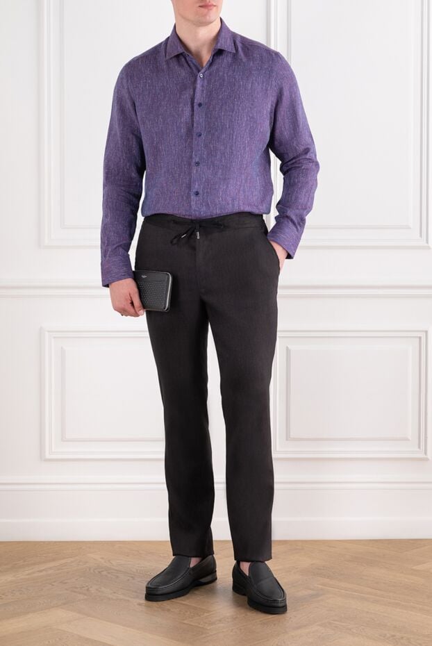 Zilli purple linen shirt with a distinctive melange texture 196678 - photo 2
