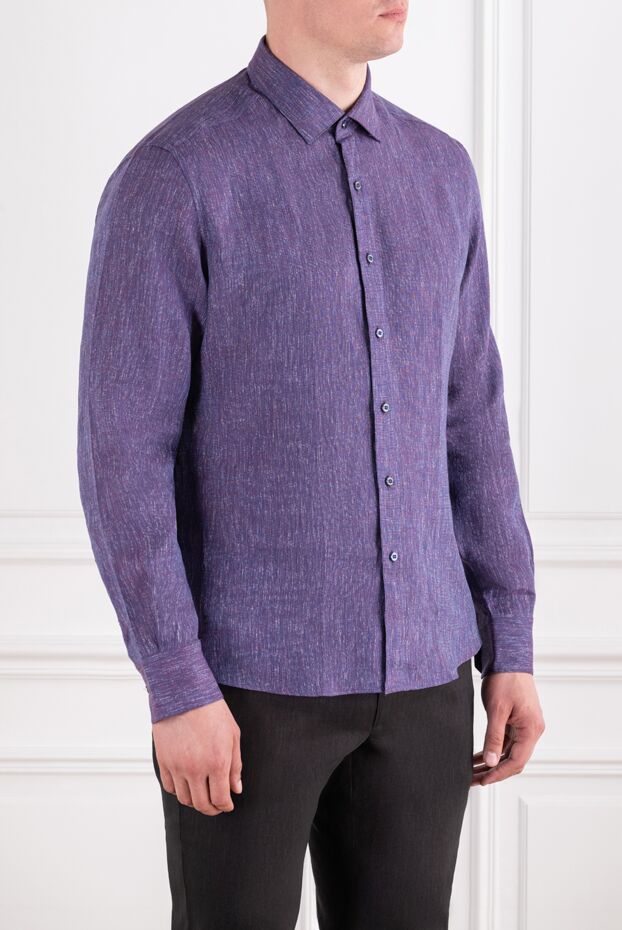 Zilli purple linen shirt with a distinctive melange texture 196678 - photo 3
