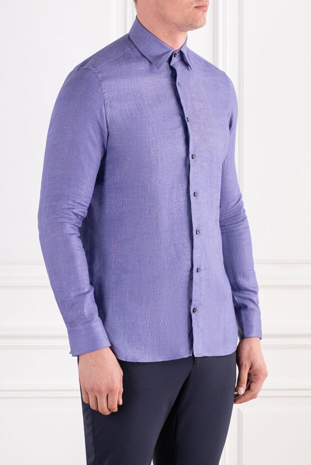 Zilli a classic-cut purple linen shirt included 196679 - photo 3