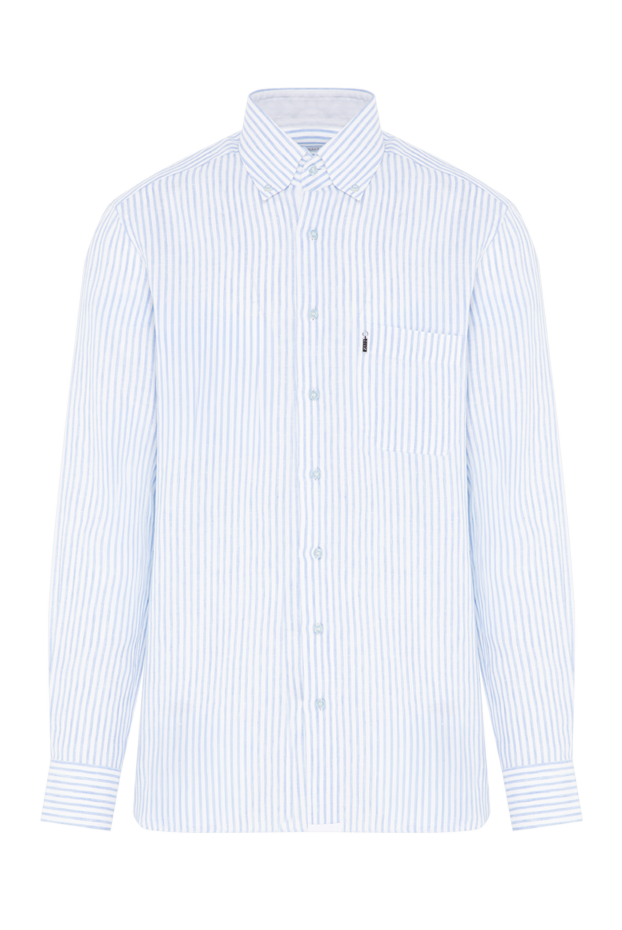 Zilli light blue men's vertical striped linen shirt 196683 - photo 1