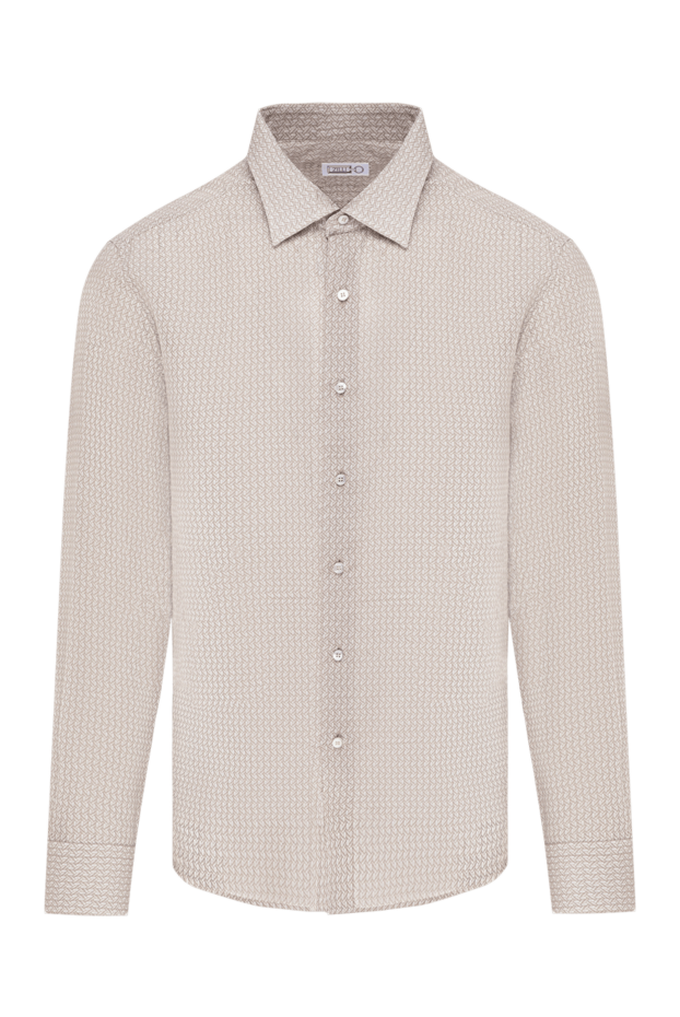 Zilli light beige shirt with a small geometric pattern made of linen and cotton 196685 - photo 1
