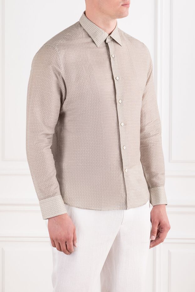 Zilli light beige shirt with a small geometric pattern made of linen and cotton 196685 - photo 3