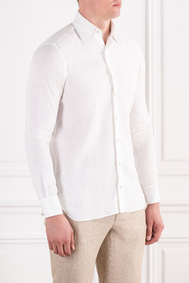 Zilli a crisp white linen shirt with a classic silhouette and a turn-down collar 196691 - photo 3