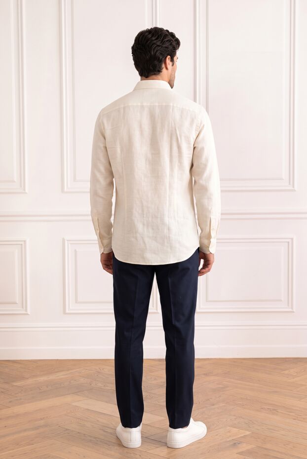 Zilli ecru shirt made of premium textured linen with a turn-down collar 196692 - photo 2