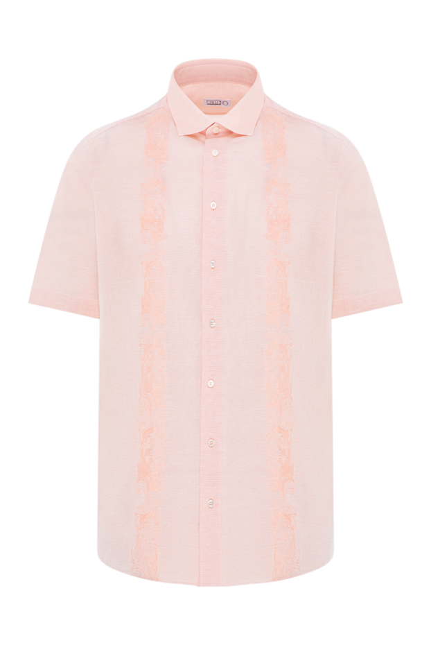 Zilli pink linen short-sleeve shirt with textured vertical patterns 196693 - photo 1