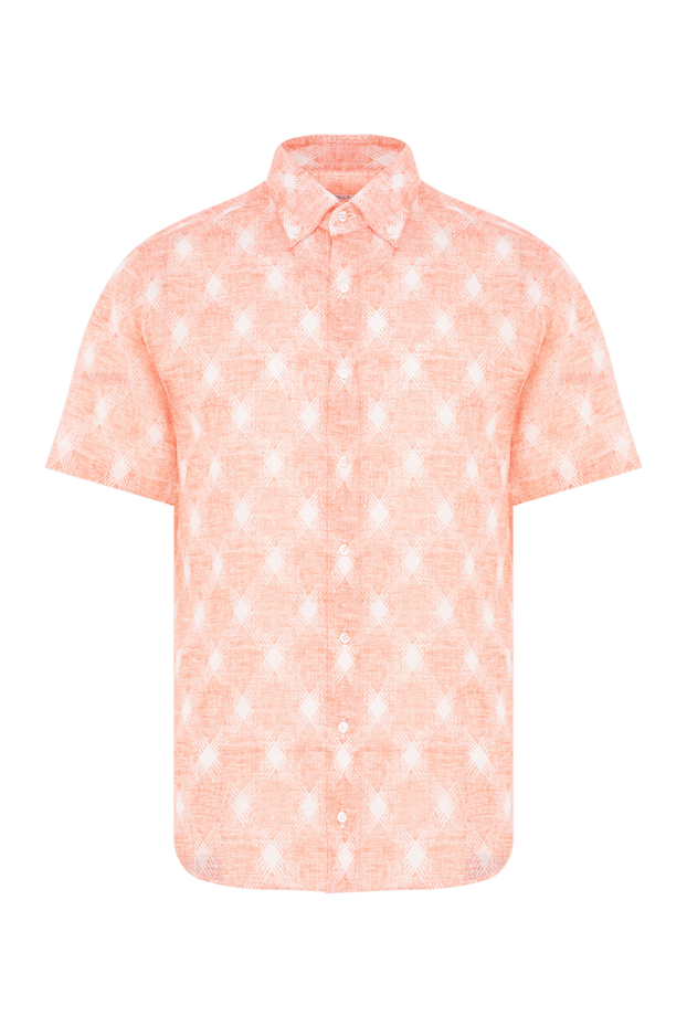Zilli peach linen short sleeve shirt with diamond geometric print 196694 - photo 1