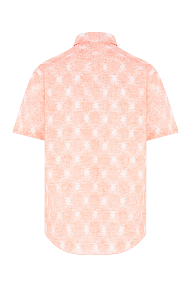Zilli peach linen short sleeve shirt with diamond geometric print 196694 - photo 3