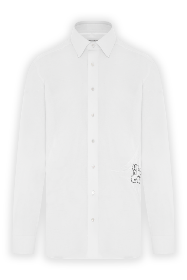 Zilli a crisp white cotton and linen blend shirt with simple contrasting embroidery 196695 - photo 1