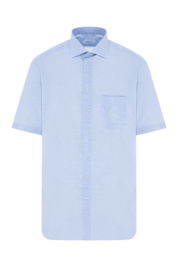 Zilli light blue short sleeve shirt in a lightweight cotton and linen blend 196697 - photo 1